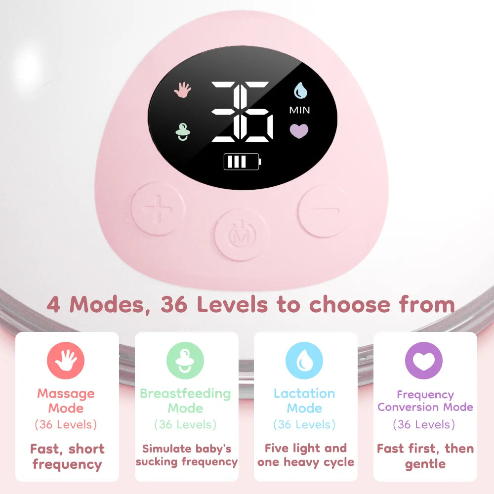 MAMIJOY 2PCS Tiralatte elettrico indossabile 4 modalità 36 livelli di aspirazione Silenzioso a prova di perdite Tiralatte a mani libere Allattamento al seno EB50