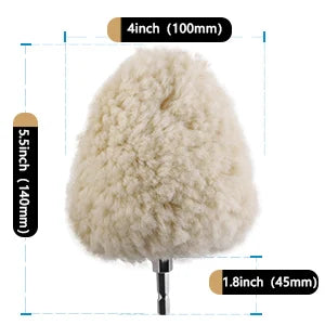 SPTA 1PC Sfera Lucidante in Lana Naturale da 4 Pollici (100mm) con Gambo Esagonale per Trapano Elettrico, Lucidatrice, Taglio, Riparazione Carrozzeria, Tampone Lucidante