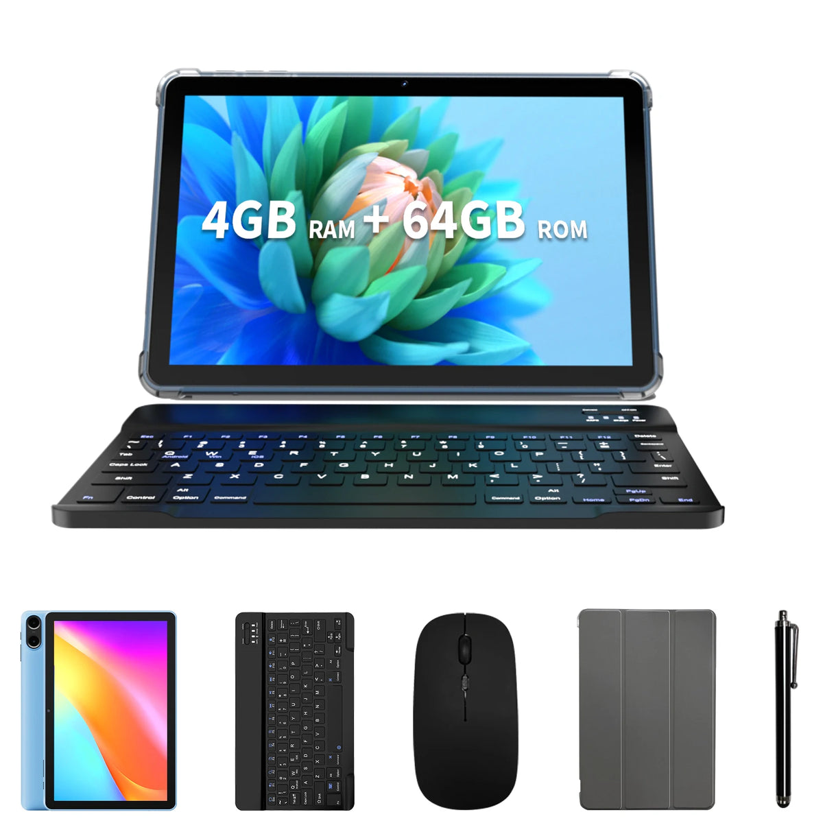 Tablet Android da 10.1" con Processore Octa-core, 16GB (4+12GB Virtuali) di RAM, 64GB di ROM, Schermo Touch HD IPS, Wi-Fi 6, BT 5.0, Doppia Fotocamera