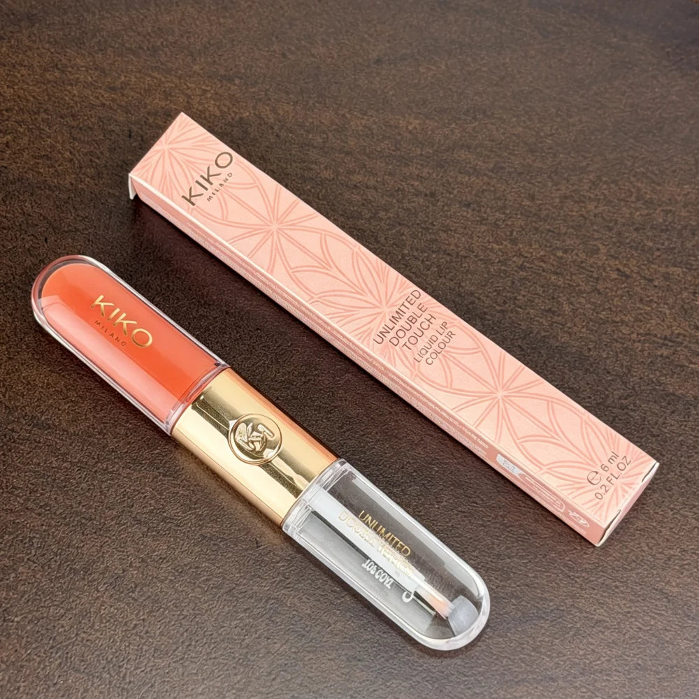 Nuovo rossetto KIKO Unlimited a doppia punta, lucidalabbra effetto specchio, a lunga tenuta, resistente al trasferimento, color latte e pasta di fagioli, trucco labbra nude