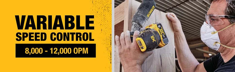 DEWALT DCW210 20V Levigatrice orbitale senza spazzole Cordless a velocità variabile Palmare Vibrazione Lucidatura Utensili elettrici per la lavorazione del legno