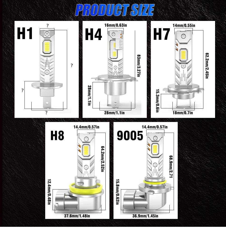 Fari LED H7 H4 da 8500W, CANBUS H8 H11 H1 9005 HB3 9006 HB4, Luci Mini Lampada 1:1, Fari Fendinebbia Wireless Plug&Play 6500K, 2 Pezzi
