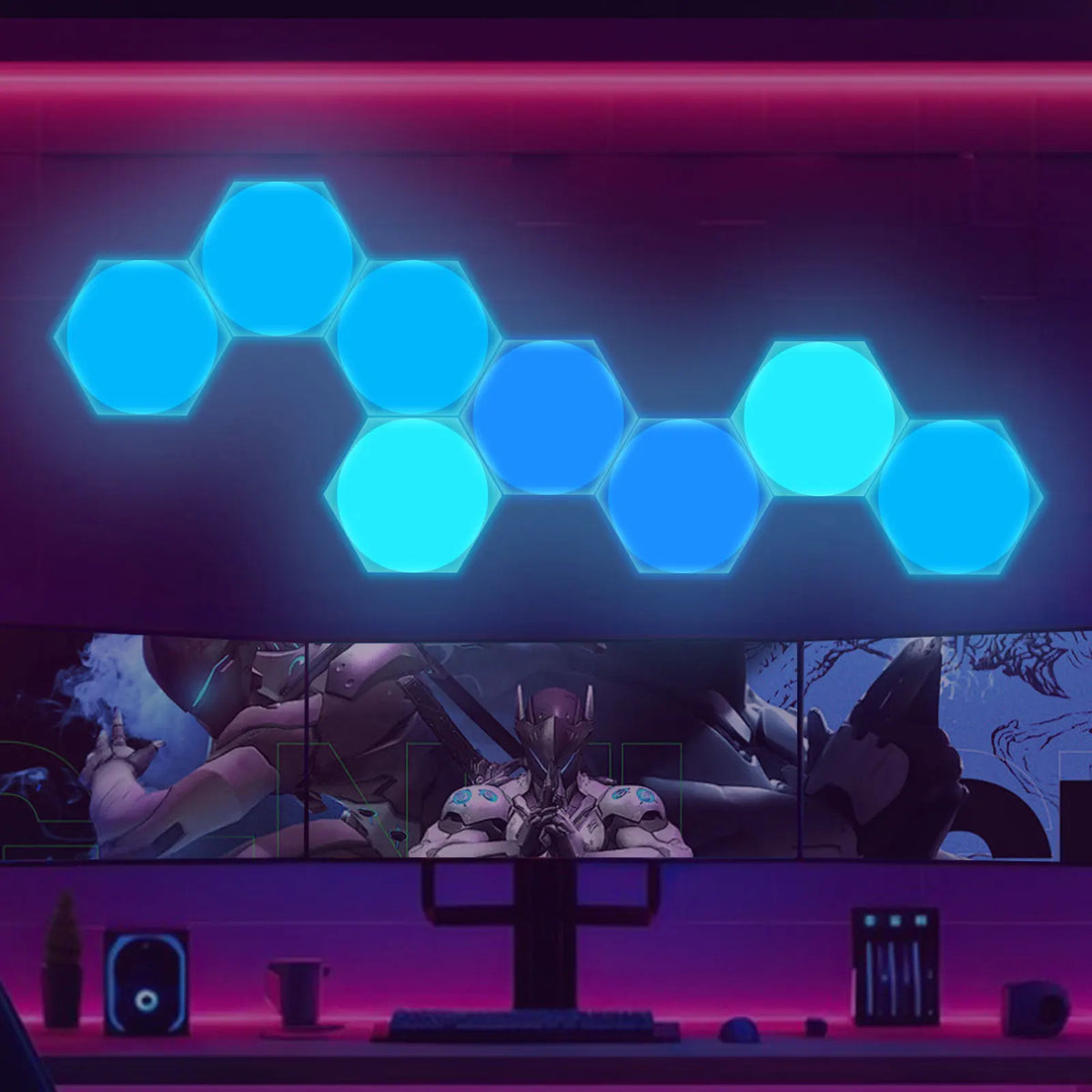 Lampada da parete a LED sottile Smart RGB Quantum Lamp APP Pickup Light per sala da gioco ufficio sfondo decorazione della parete luce notturna