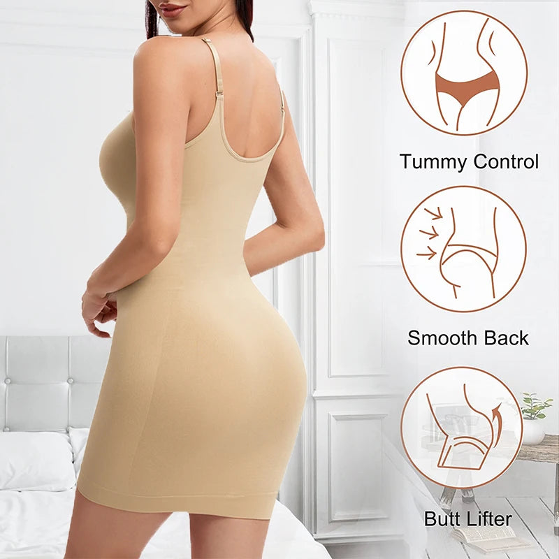 Sexy Full Slip Shapewear Abito da donna Scollo a V Aderente Biancheria intima Compressione liscia Shaper del corpo Dimagrante Vita Addome Pancia Corsetto