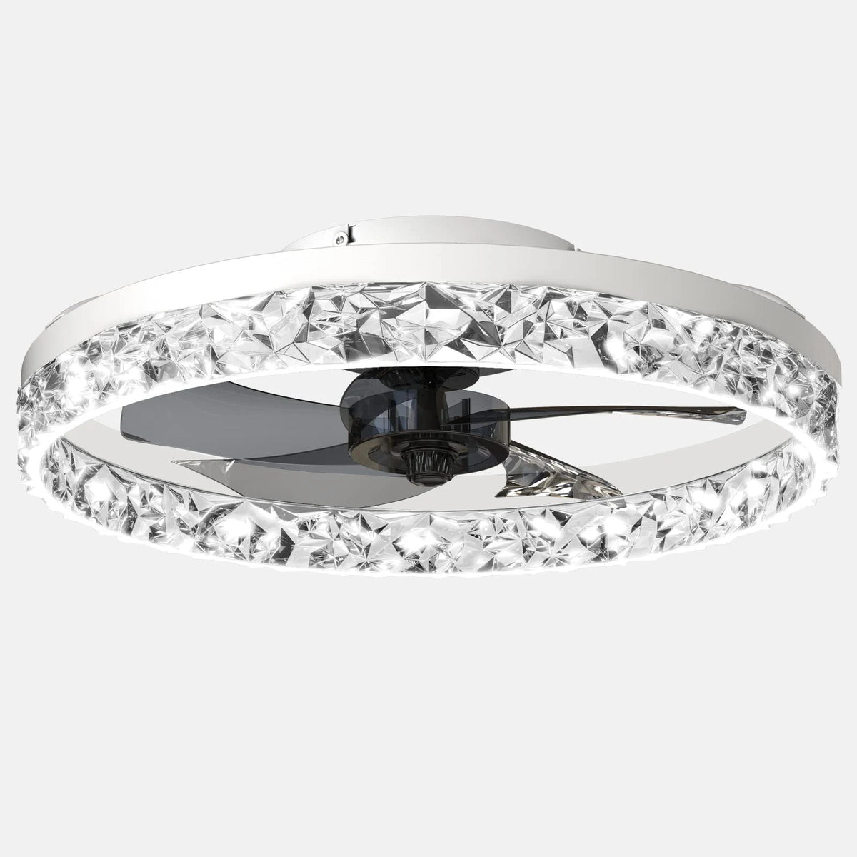 Ventilatore da Soffitto Intelligente con Lampada, Controllo Remoto e App, 6 Livelli di Vento, Dimmerabile, Nero Bianco 50CM, Ventilatore per Raffreddamento Domestico