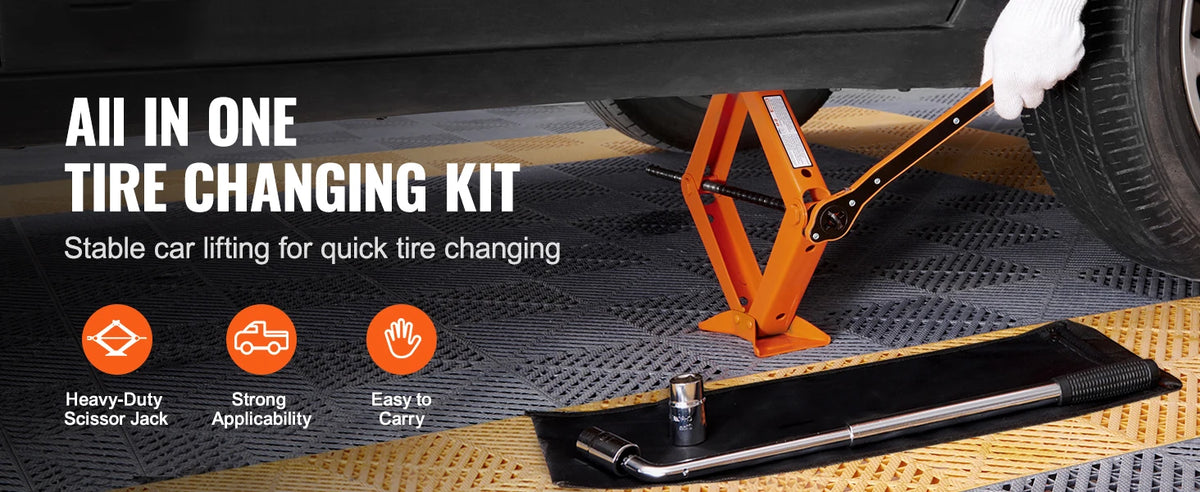 SucceBuy Scissor Jack 2.5 Ton Scissor Car Jack 3.7 "-17.1" Gamma di sollevamento Scissor Lift Jack Portatile Pneumatico per Auto Camion SUV