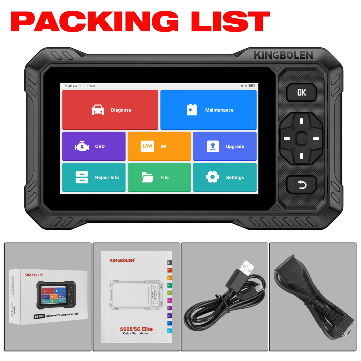 KINGBOLEN S6 ELITE 2026 Scanner OBD2, Strumento Diagnostico Completo per Tutti i Sistemi, CANFD Bidirezionale, 15 Funzioni di Reset, Aggiornamenti Online Gratuiti