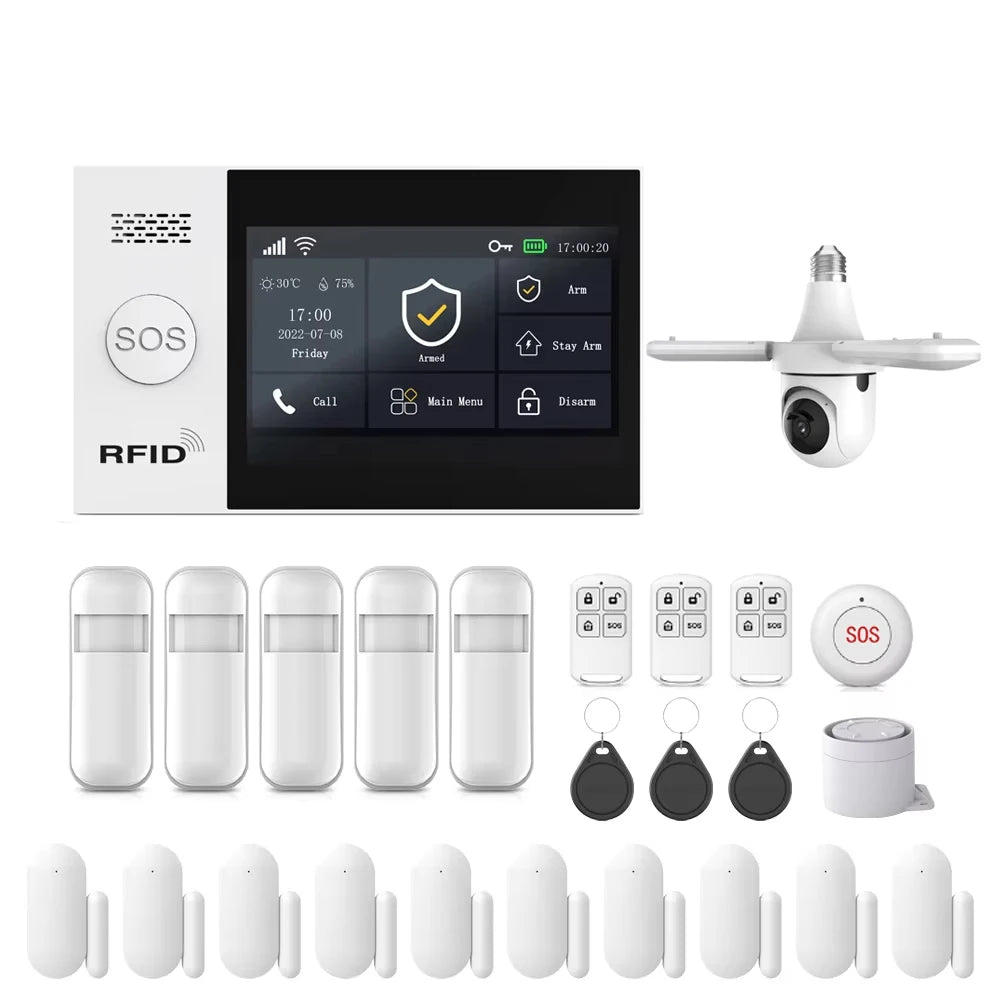 Allarme GSM WiFi compatibile con l'app Tuya Smart Life, rilevatore di intrusioni wireless per casa, garage, ufficio, negozio, protezione con avvisi in tempo reale.