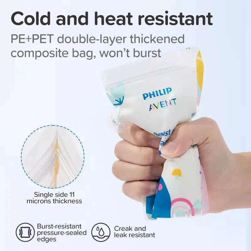 Avent Borsa per la conservazione del latte materno Borse per la conservazione del latte da 200 ml Allattamento al seno per la refrigerazione e la conservazione del latte materno, 30 pezzi