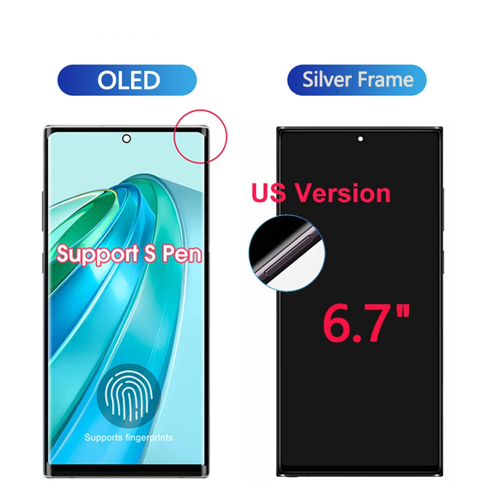Display LCD Super AMOLED da 6,8 Pollici per Samsung Galaxy S23 Ultra S918, Schermo Touch con Digitalizzatore, Supporto per Impronte Digitali e S-Pen