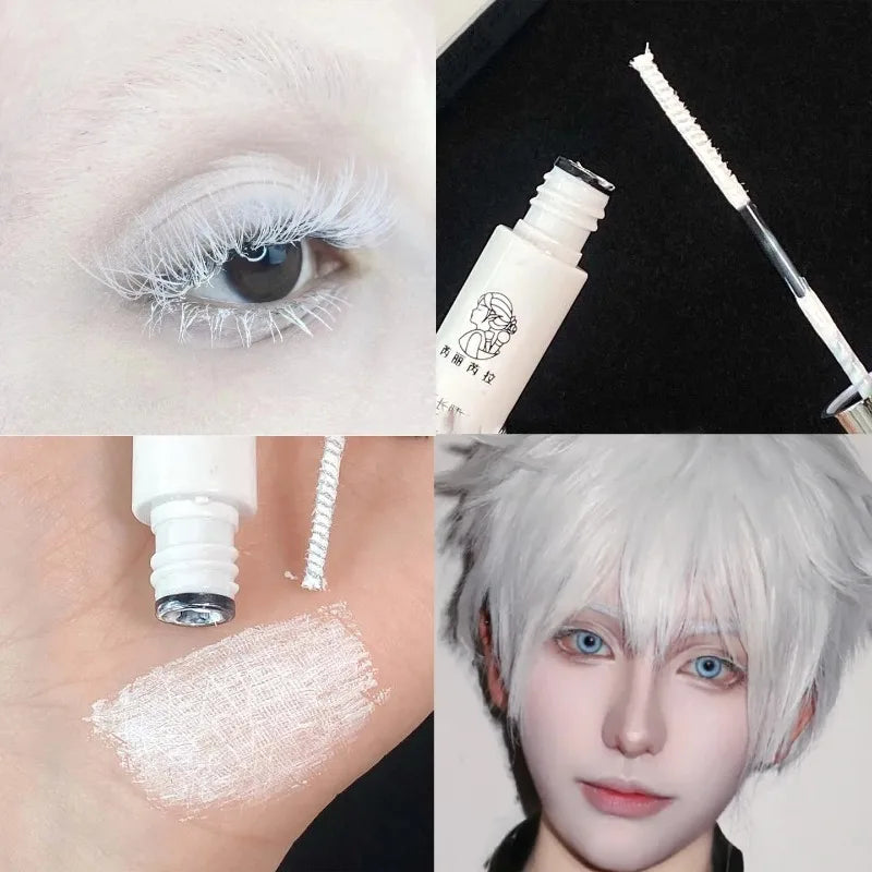 Mascara Bianco Impermeabile a Lunga Durata, Asciugatura Rapida, Volumizzante e Curvante, per Extension Ciglia e Tinta Sopracciglia, Trucco Natalizio e per Spettacoli COS