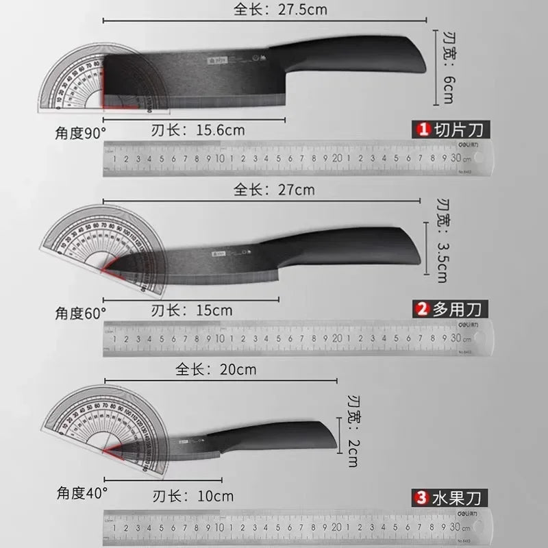 Set di coltelli in ceramica da 3 pezzi, coltelli da chef ultra affilati con fodere protettive, lama antiaderente per cucinare, affettare, utensili da cucina