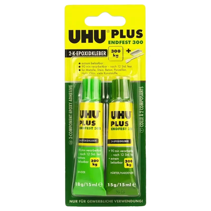 Adesivo Epossidico Bicomponente UHU Plus Endfest 300 Quickset Originale, Colla ad Alta Resistenza per Riparazioni Rapide di Metallo, Ceramica, Vetro e Legno