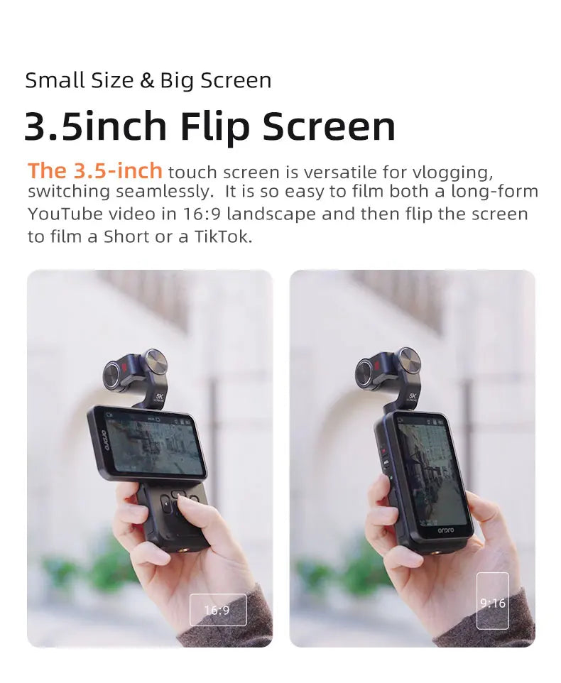 Videocamera tascabile ORDRO M5 5K Action Videocamera Vlog con grande touchscreen per visione notturna IR a infrarossi con telecomando per treppiede SDcard