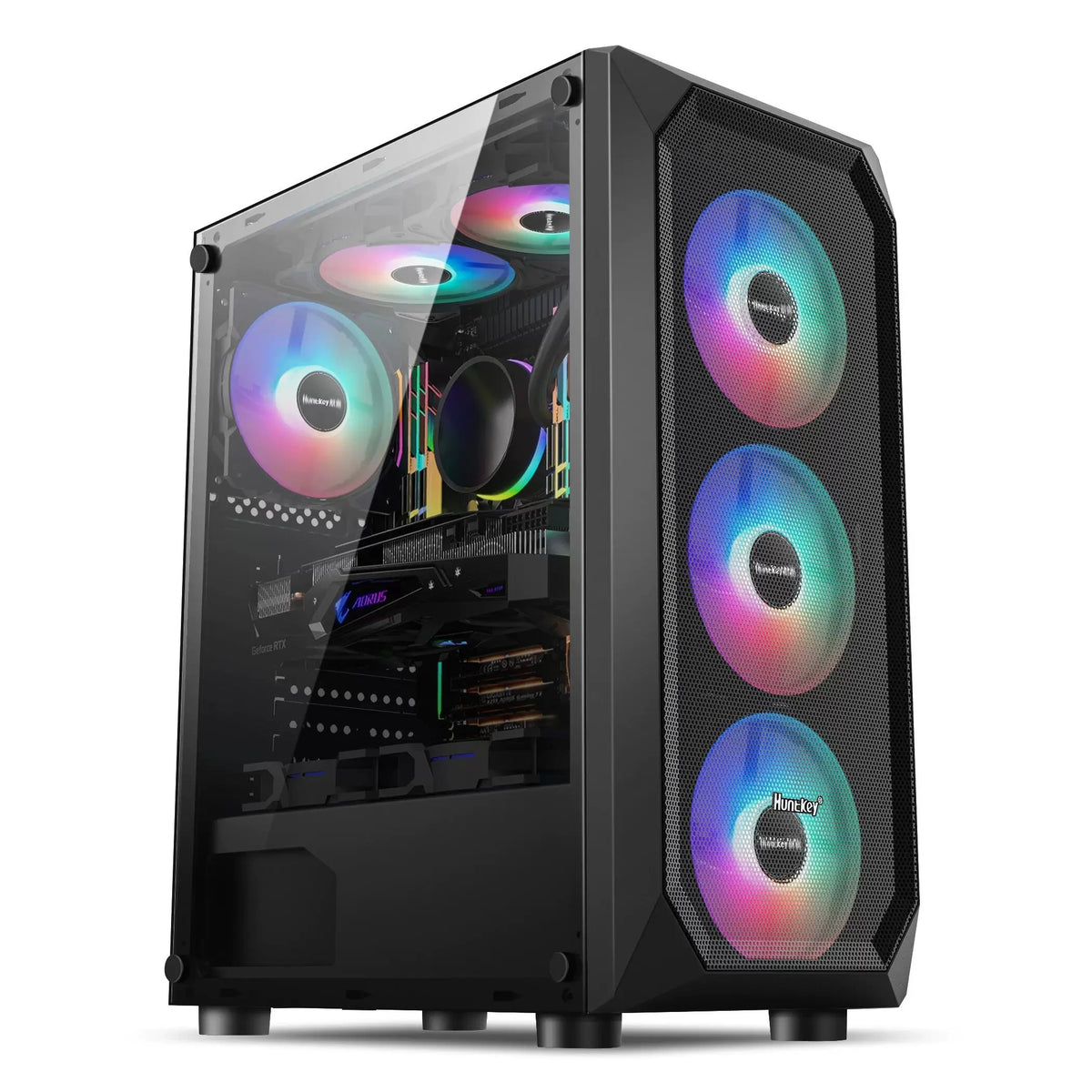 Case per PC Gaming Night Hunter 5 ATX con Pannello Laterale Completamente Trasparente, Raffreddamento a Liquido e Spazio per la Gestione dei Cavi
