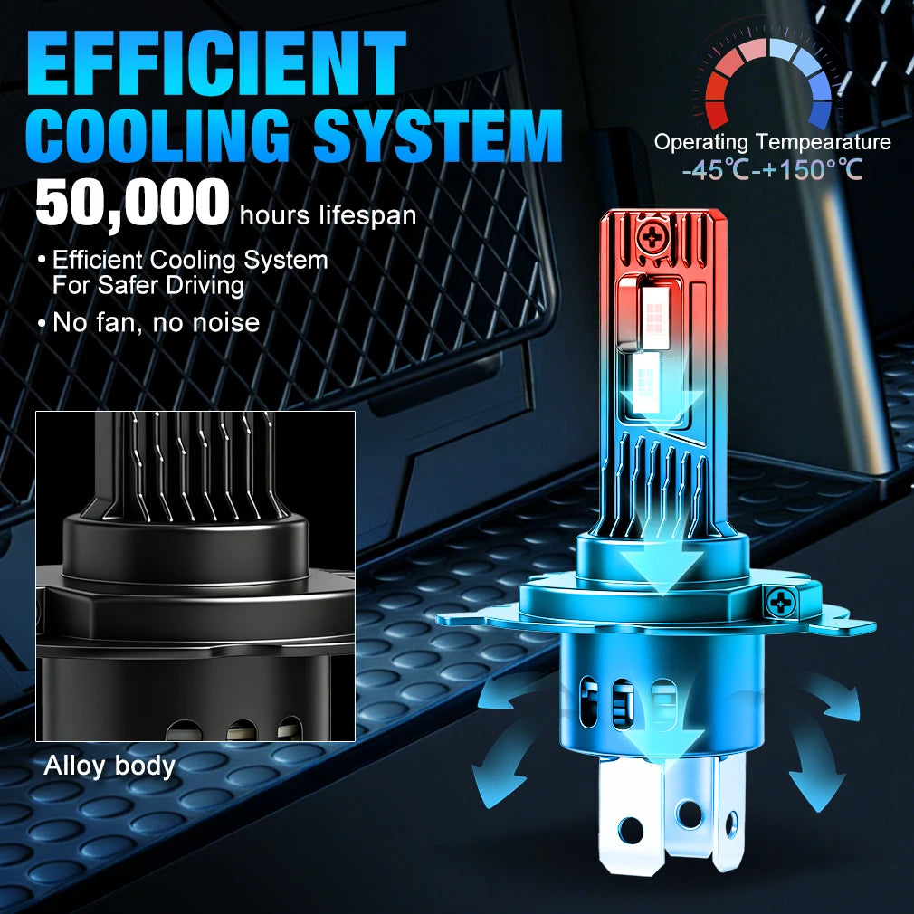 Fari LED XSTORM H4 Canbus, Lampadine LED H7 per Fendinebbia, 100W 30000LM, Lampadine LED 9005 H11 per Auto, Lampade a Diodi Turbo 12V