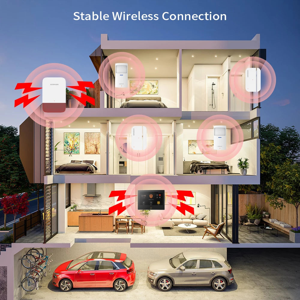 Staniot Kit di protezione Lora da 7 pollici WiFi 4G Tuya Sistema di allarme domestico intelligente con batteria da 5000 mAh Distanza 500 M Funziona con Alexa
