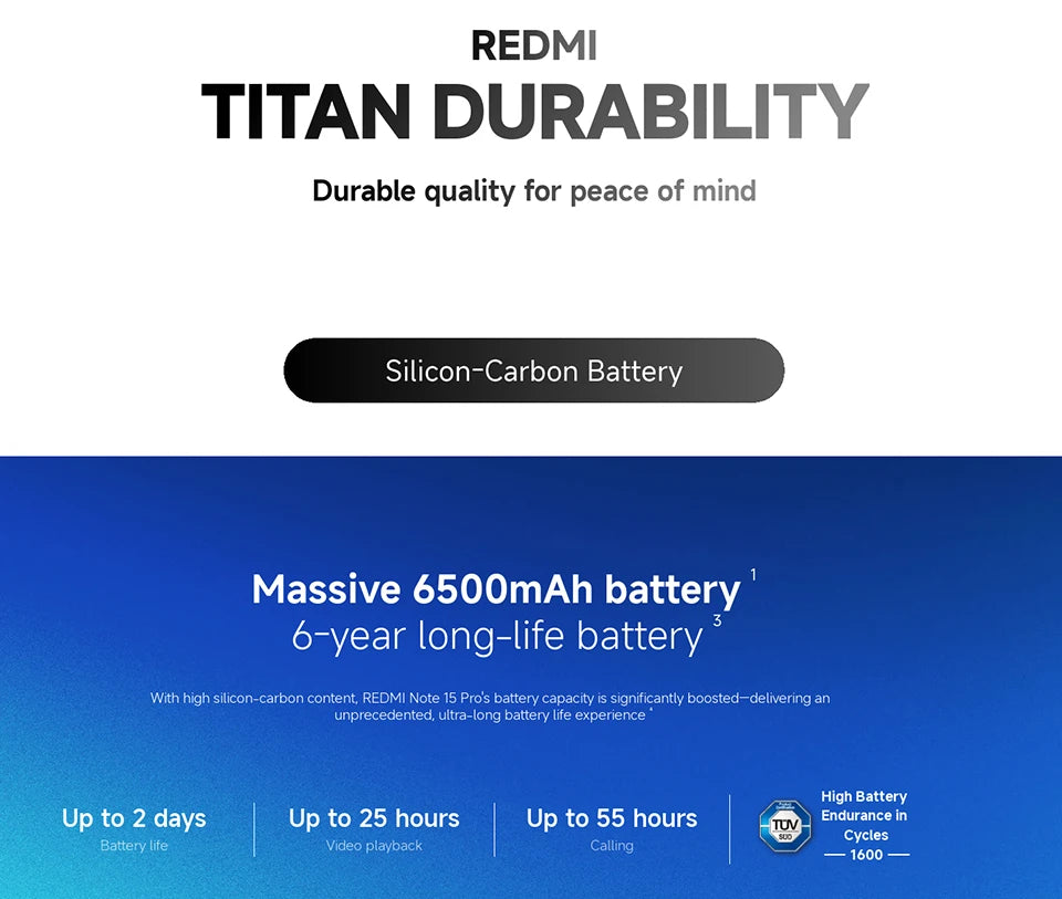 Xiaomi Redmi Note 15 Pro 4G Versione Globale MediaTek Helio G200-Ultra NFC Batteria Monster da 6500mAh Display AMOLED FHD+ da 6.77" Fotocamera da 200MP con OIS Smartphone