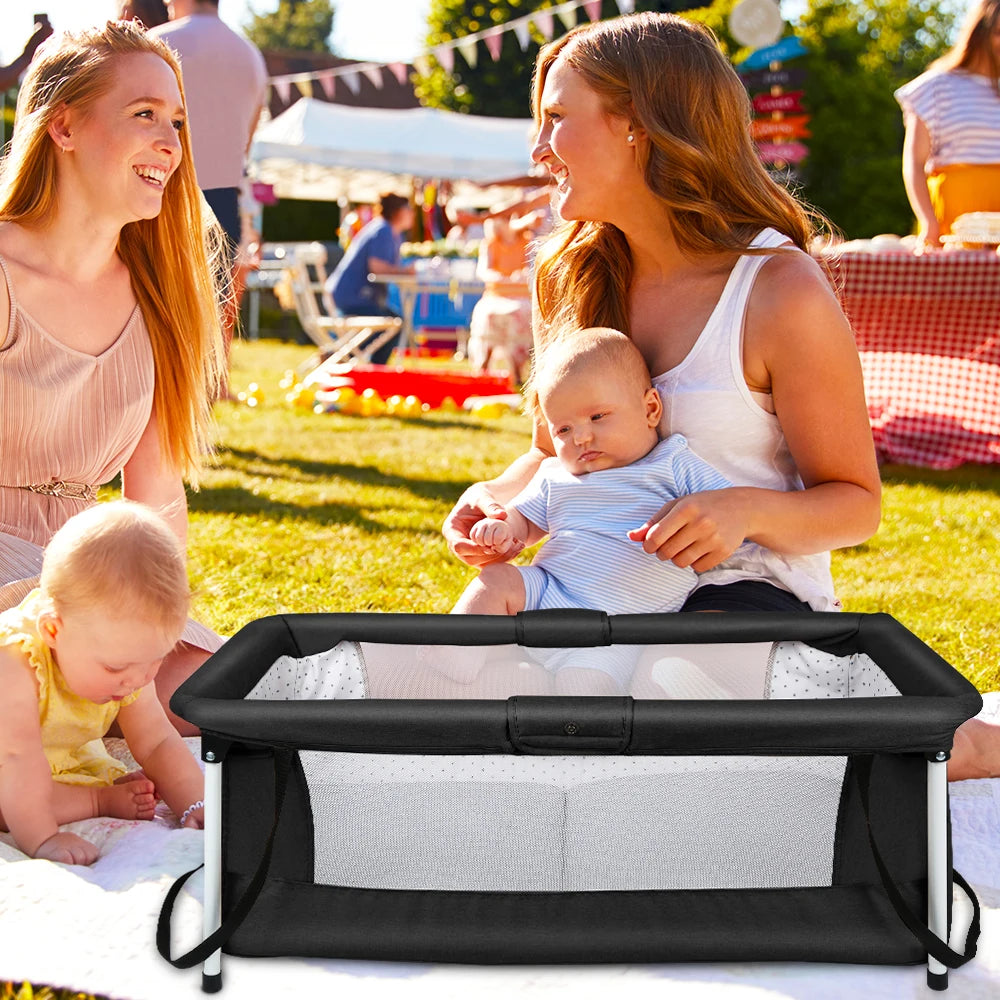 Culla da viaggio pieghevole, ideale per il sonno coniugale, per bambini, portatile, con recinto, adatta a neonati e bambini fino a 35 kg, con lati ventilati, rimovibile e lavabile, resistente all'usura, dimensioni 90*70*50 cm