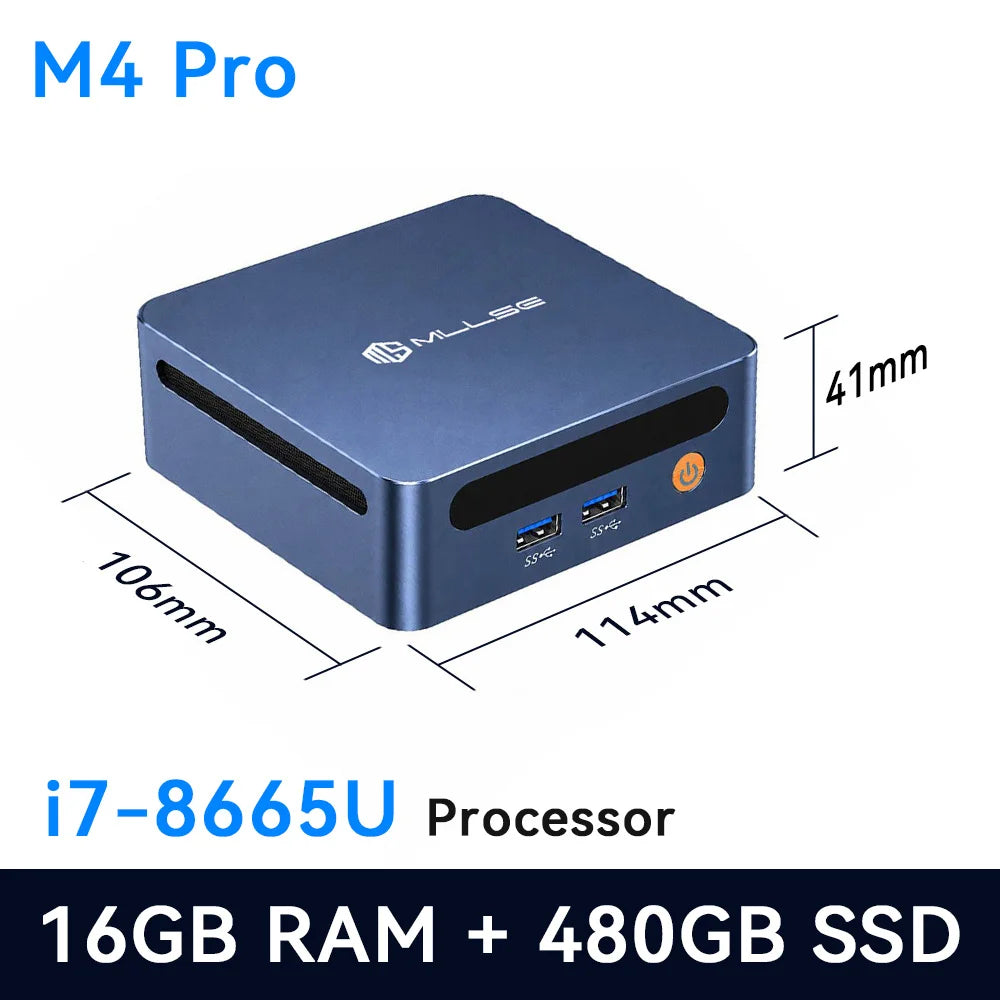 Mini PC Mllse M4 con Processore Intel Core I5-8265U, RAM DDR4 16GB, SSD 480GB, WiFi 5, BT 4.2, Win11, Computer Desktop Mini