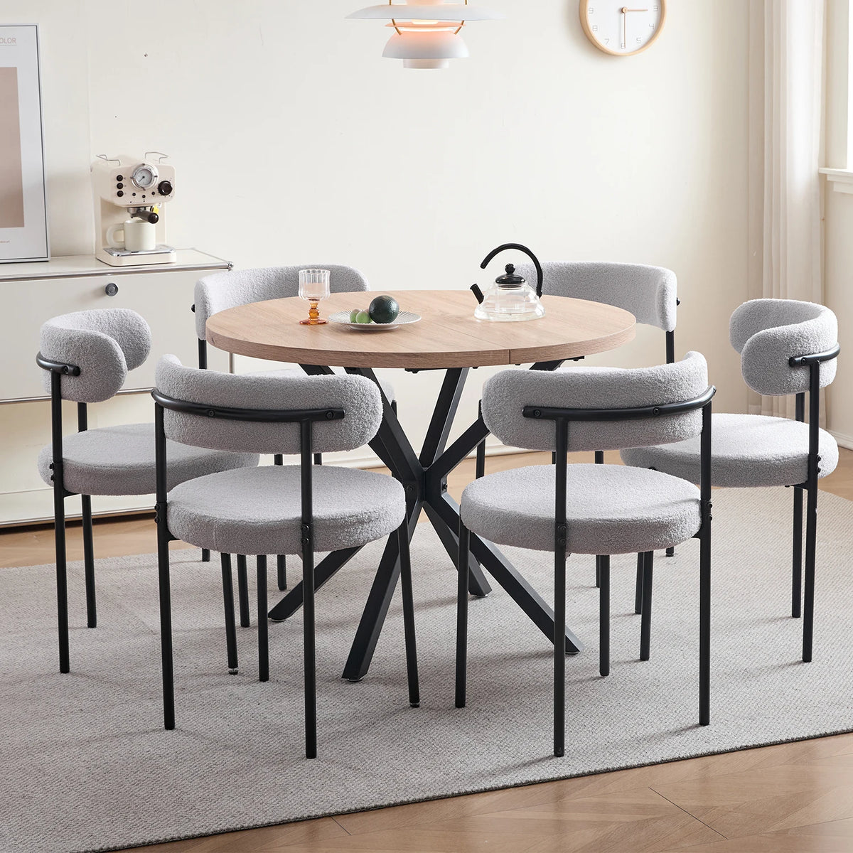 EGOONM Set di 2/4/6 Sedie da Pranzo in Stile Nordico, Sedie Imbottite in Velluto Teddy per Cucina e Sala da Pranzo