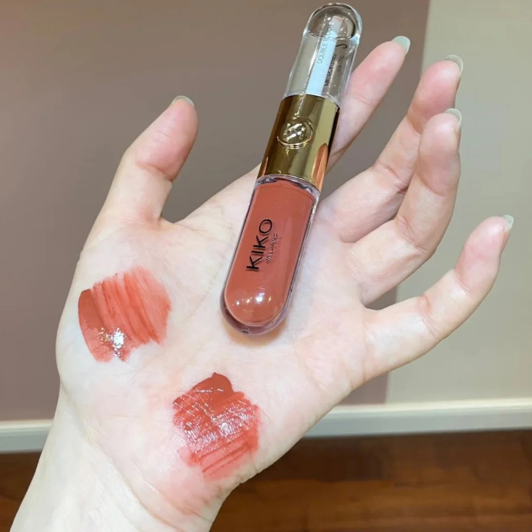 Rossetto a Doppia Punta KIKO 8 Colori, Effetto Opaco e Lucido, Impermeabile, Nutriente, Lunga Durata, Non Appiccica, Trucco Labbra per Donna