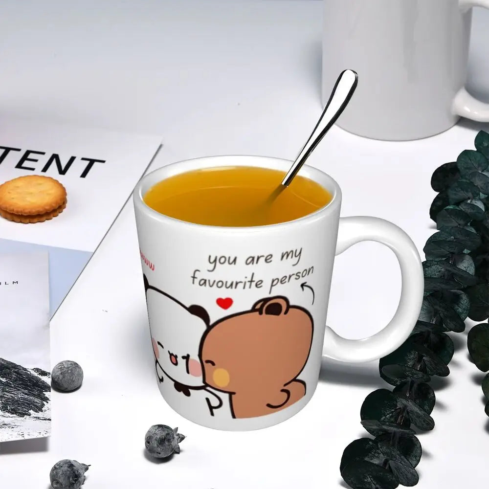 Tazze personalizzate per coppia Bubu Dudu Panda e Brownie Bear Tazza da caffè per tè al latte in ceramica fai-da-te