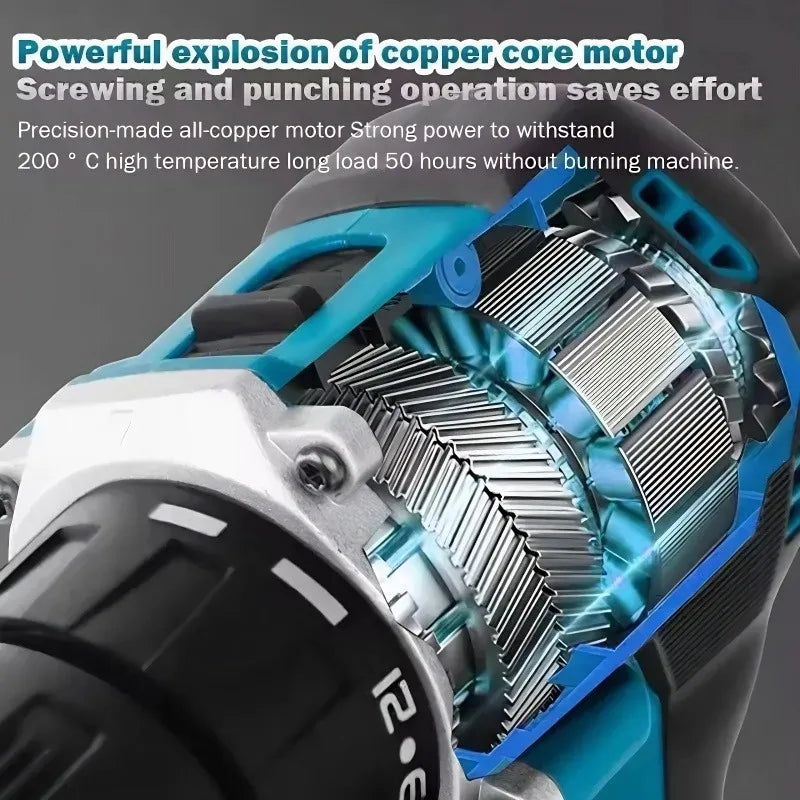 Per trapano avvitatore a batteria Makita DDF487, utensile elettrico compatto e senza spazzole, trapano ad alta coppia per lavori di falegnameria fai-da-te e uso professionale.