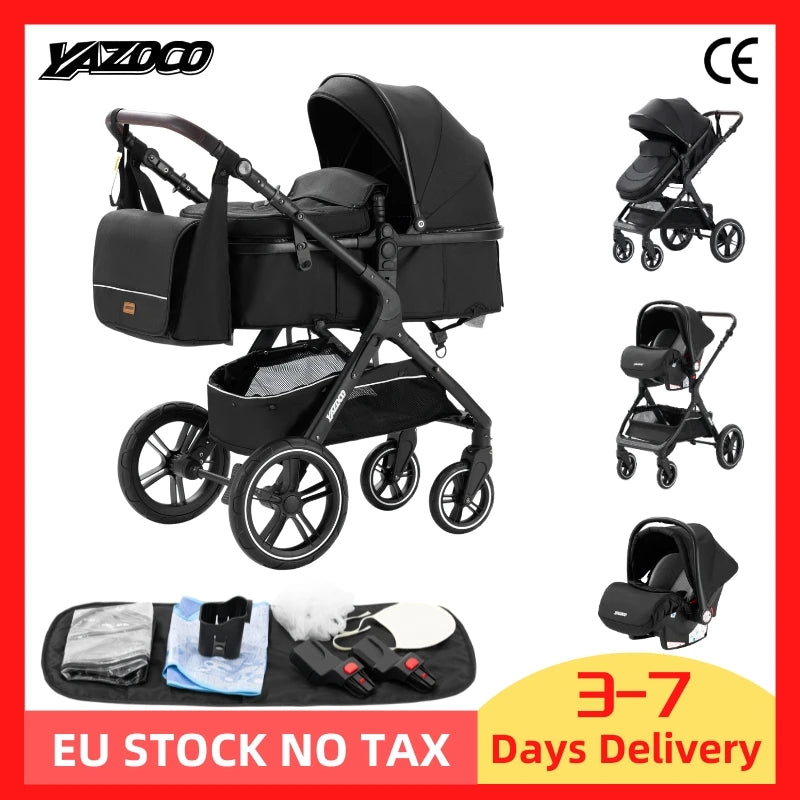 Nuovo passeggino di lusso 3 in 1 carrozzina da viaggio portatile pieghevole carrozzina alta paesaggio telaio in alluminio passeggino neonato