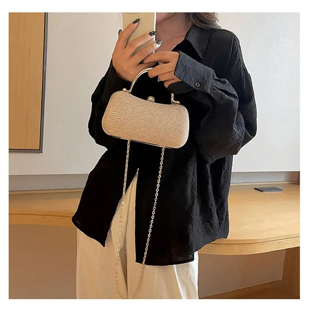 Borsa da sera da donna con perline da sposa Borsa da pranzo Borse a tracolla a catena Elegante pochette con strass Borsa da sera a forma di uovo