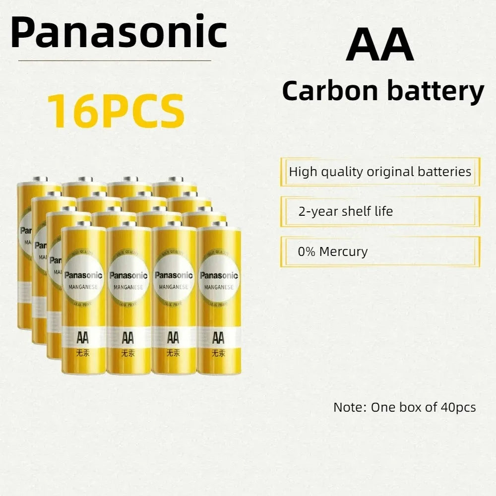 Batterie originali Panasonic AA 1.5V al carbonio-zinco per giocattoli LED, MP3, fotocamere, torce, rasoi, lettori CD