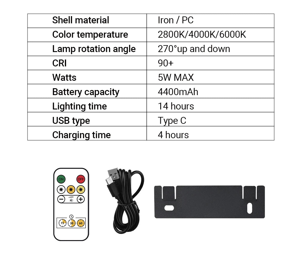 SEEDIQ Lampada da parete a LED ricaricabile in bronzo 4400mAh Batteria a lunga durata 40CM Luce per immagini wireless con telecomando per opere d'arte