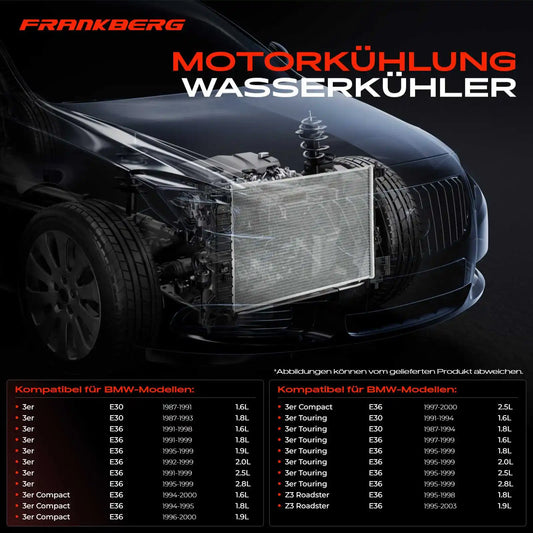 Radiatore acqua motore Frankberg 1X per BMW Serie 3 E36 E30 Z3 E36 316I-328I 17111712997 17111723536 17111723990