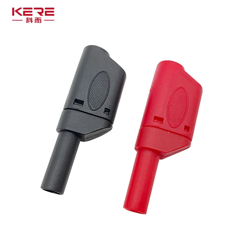 20 pz/4mm maschio guaina retrattile impilabile spina a Banana avvolto completamente isolato filo di sicurezza connettore a saldare nero rosso
