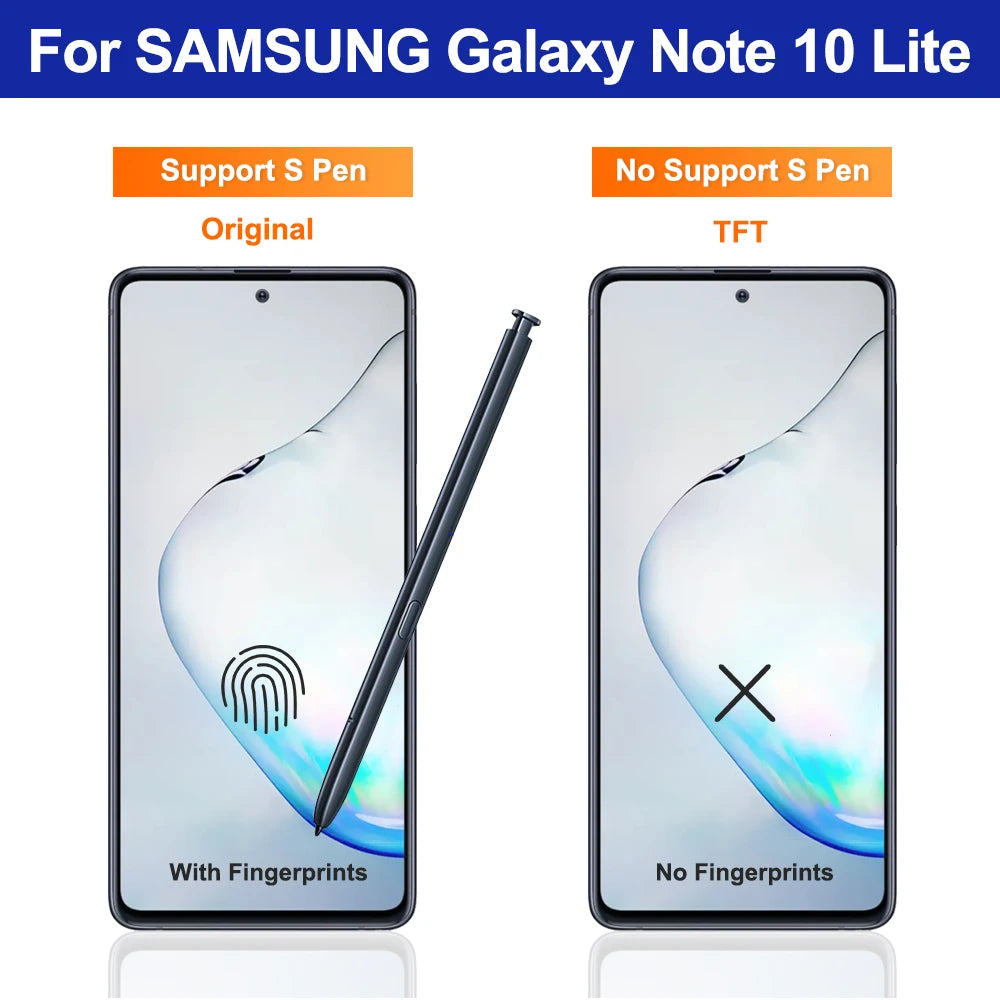 Schermo LCD AMOLED da 6,7 pollici per Samsung Note 10 Lite, gruppo di ricambio per lo schermo touchscreen, compatibile con Samsung Note10 Lite N770 N770F, con cornice.