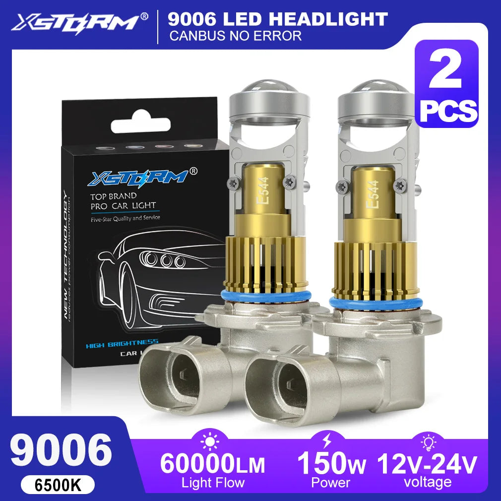 XSTORM H7 Proiettore LED Faro H11 H8 9005 9006 H4 Lente per proiettore LED Hedalights Canbus 60000LM 150W Auto Fascio alto e basso 12V
