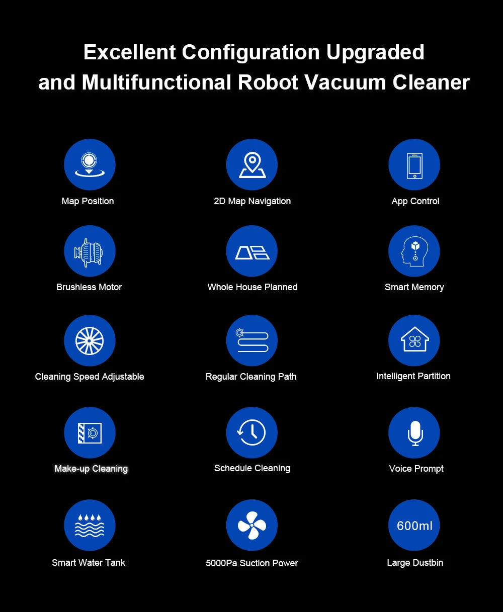 LIECTROUX C30B Robot Aspirapolvere con Navigazione AI, Partizione Intelligente, App WiFi, Aspirazione 6000Pa, Lavaggio a Secco e Umido, Disinfezione