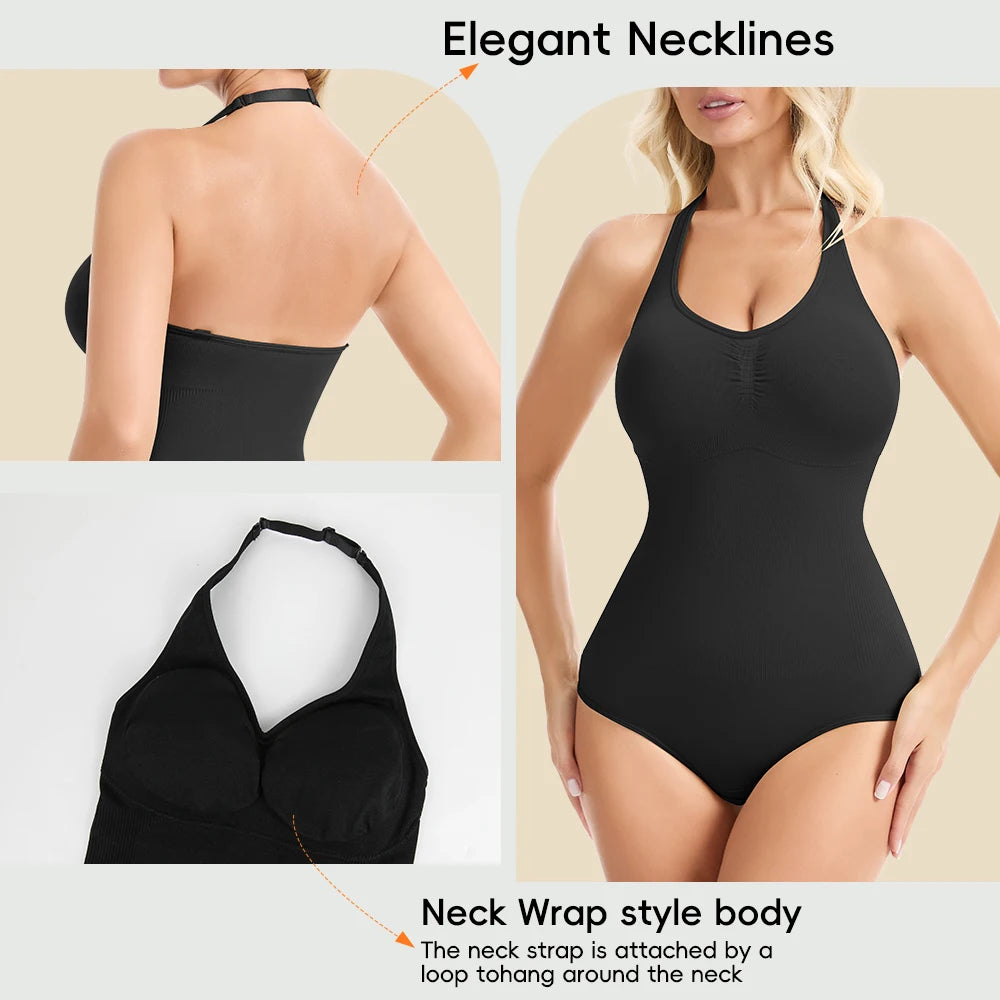 Body modellante da donna con controllo addominale, scollo all'americana, imbottito, modellante, senza schiena, copertura totale, intimo.