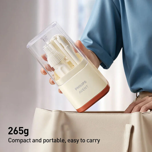 Avent Kit per la pulizia delle bottiglie Spazzola per la pulizia dei capezzoli della bottiglia 6 in 1 Detergente per bottiglie in silicone con scatola di immagazzinaggio Spazzola per cannuccia per scolapiatti