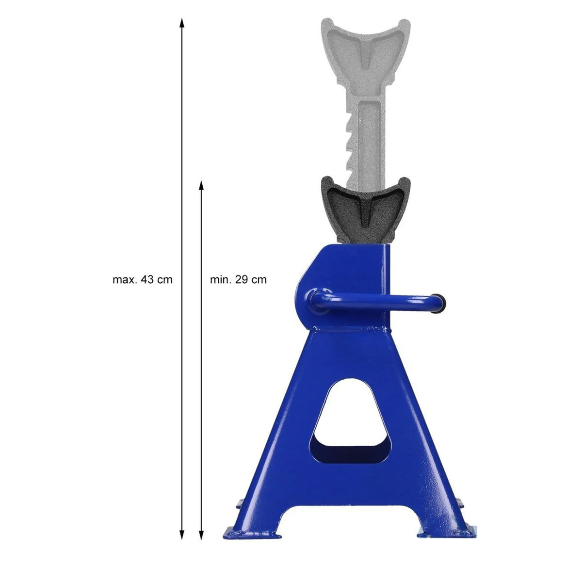 Supporti per Assali Auto e Furgoni da 3 Tonnellate, Robusti in Acciaio, Altezza Regolabile 29-43cm, Confezione da 2