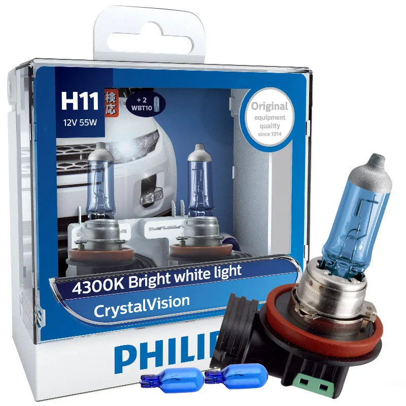 Philips H4 H7 H11 HB3 HB4 H8 H1 H3 9005 Crystal Vision Faro alogeno per auto 4300K Bianco brillante 5000K Diamond Vision Lampade automatiche