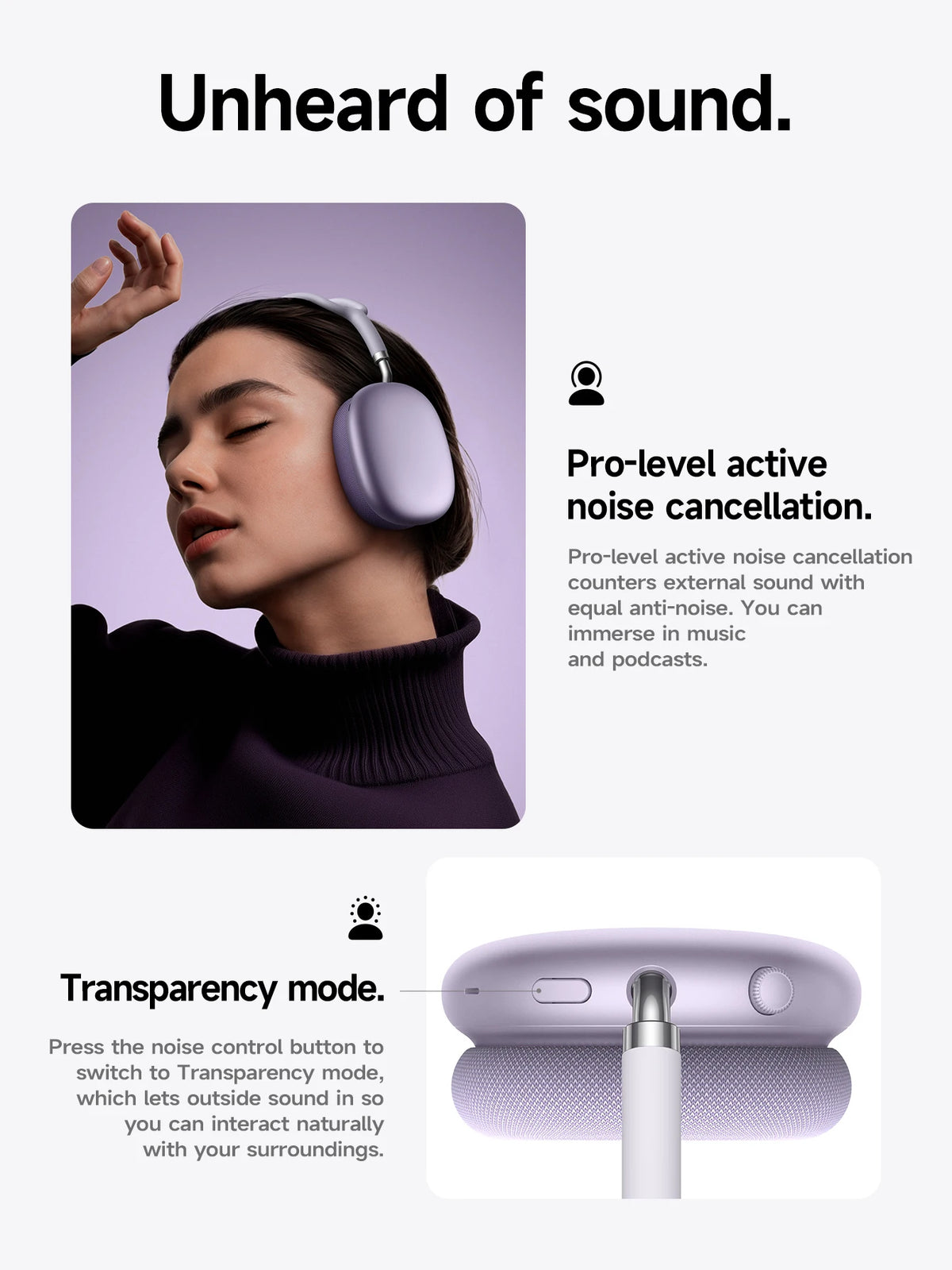 Cuffie Bluetooth HOCO W65 Plus con cancellazione del rumore ANC, auricolari wireless over-ear, suono Hi-Fi, cuffie sportive con pulsante.