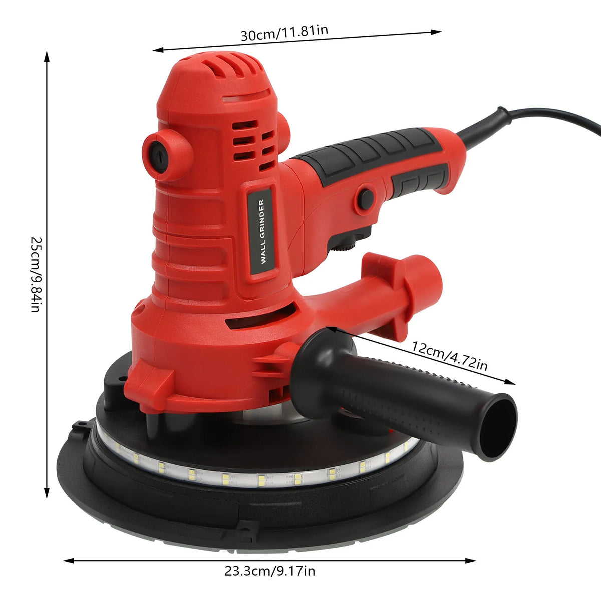 Levigatrice Elettrica per Cartongesso 800W, 1200-2500 RPM a Velocità Variabile, Lucidatrice con Aspirazione Polvere e Luce LED per Lavori su Soffitti/Intonaco