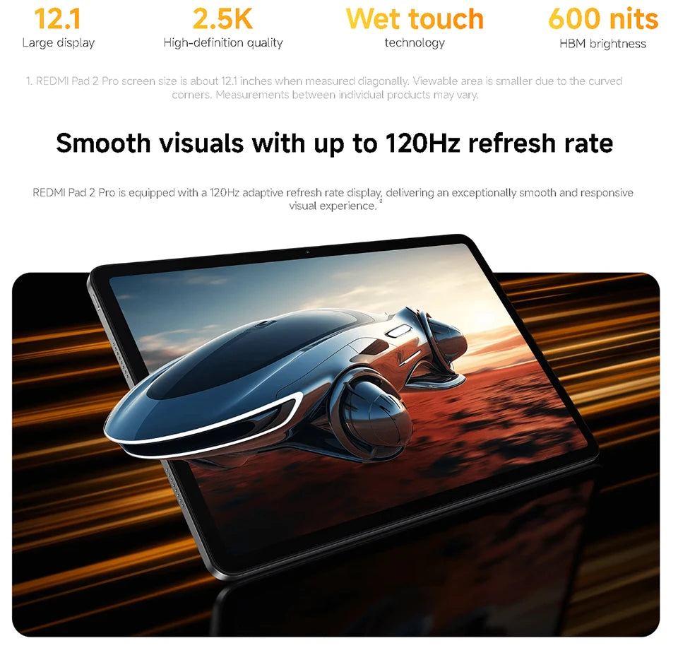 Xiaomi Redmi Pad 2 Pro Versione Globale, Tablet con Display 2.5K da 12,1", Batteria da 12000mAh, Snapdragon 7s Gen 4, Tablet Wi-Fi 6