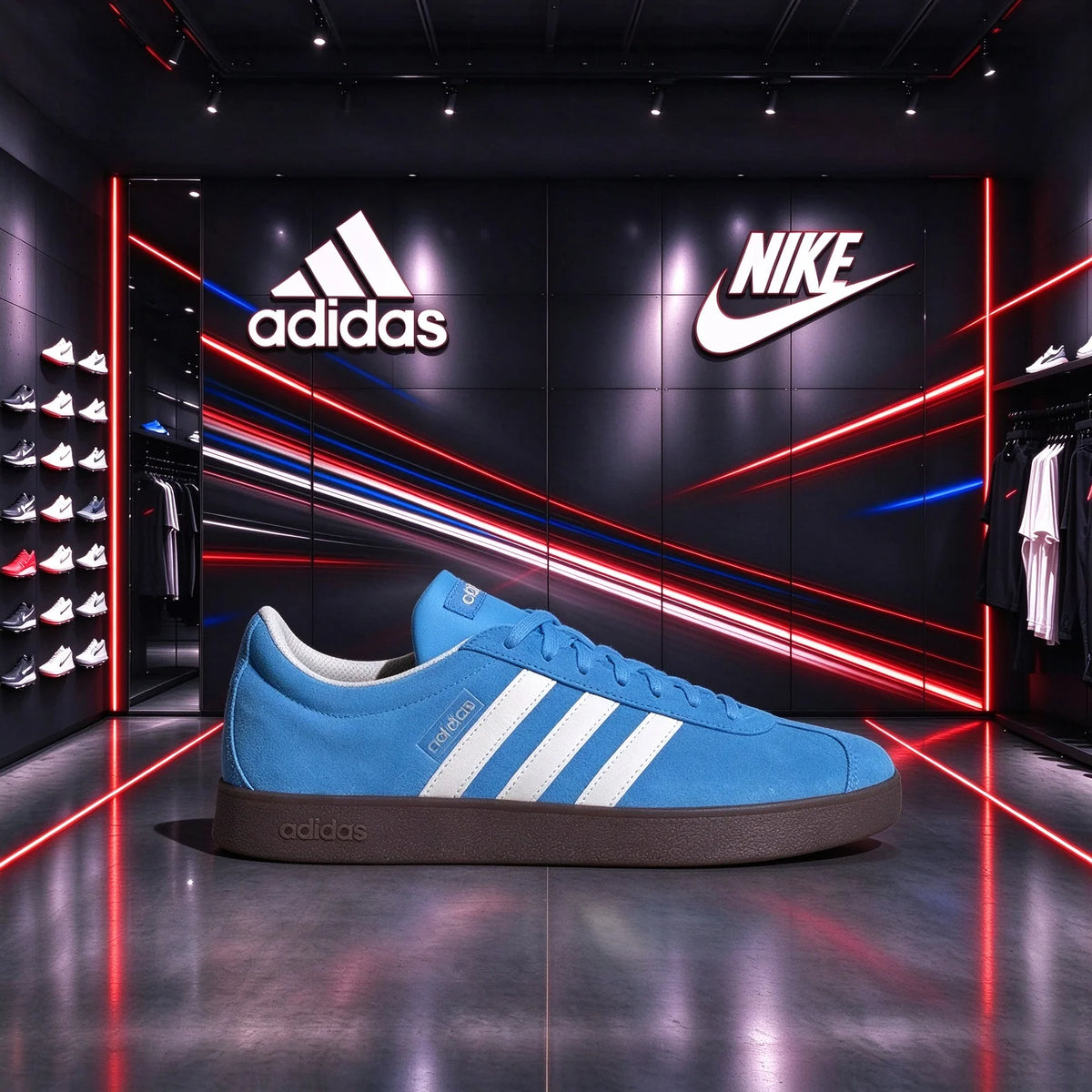 Sneakers Adidas Fresh Blue Tone - Scarpe sportive casual retrò con tre strisce classiche e striscia bianca JS4594