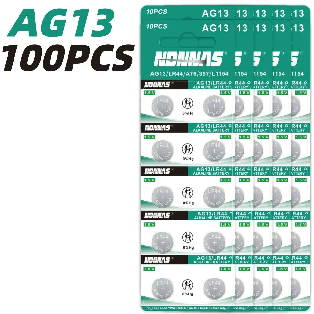 2-100PCS LR44 Batteria AG13 357 303 SR44 L1154F A76 Batterie a bottone per orologi Misuratore di glicemia nel sangue Giocattoli Libri musicali