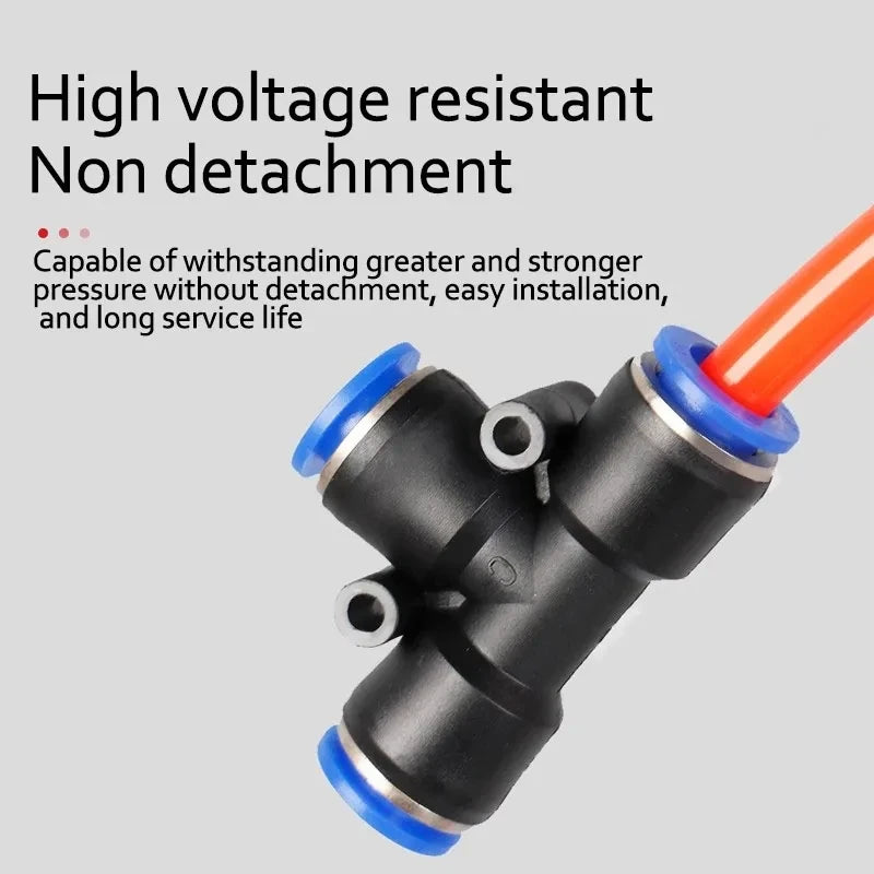 10 pz. Connettore pneumatico PE PEG, raccordo rapido a T riduttore a 3 vie, tubo in plastica, connettore per tubo da 4/6/8/10/12 mm