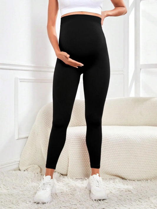 Leggings per gravidanza a vita alta Abiti premaman per donne incinte Pantaloni per il corpo Leggins lavorati a maglia con supporto per la pancia