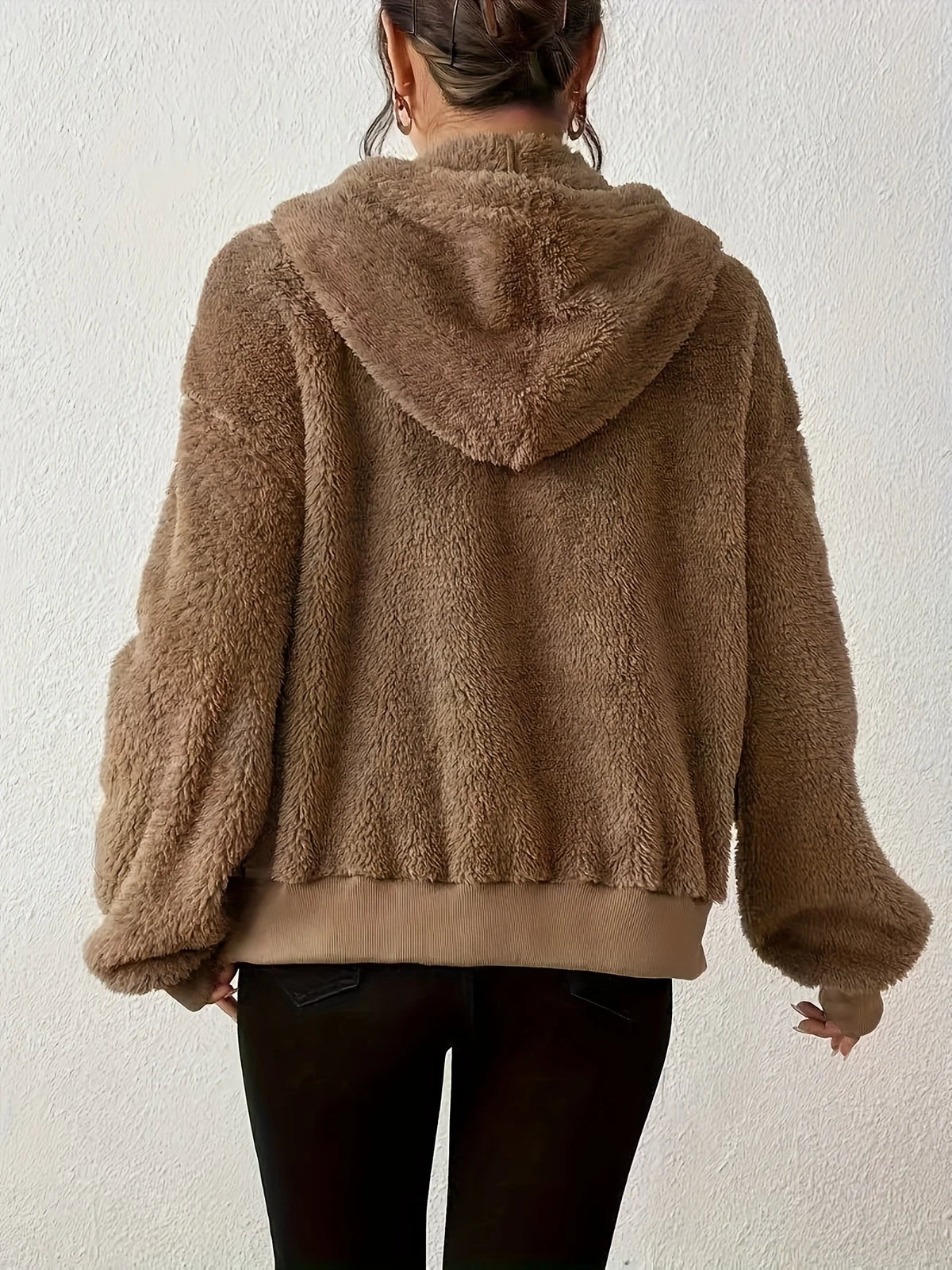 Felpa con cappuccio da donna per autunno e inverno, giacca con cardigan in velluto e cerniera, top nero e grigio, vestibilità ampia