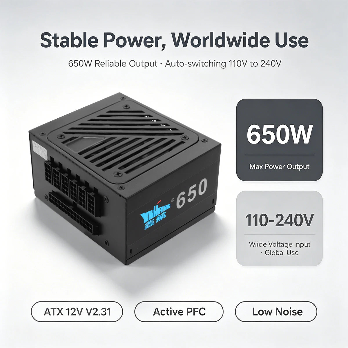 Alimentatore Max 650W SFX Mini ITX Completamente Modulare per Computer 110V~240V 8CM Controllo Intelligente della Temperatura Ventola Silenziosa